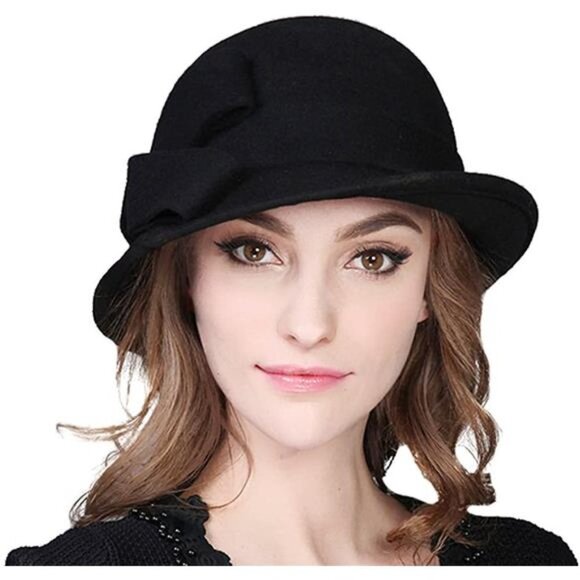 Women\'s Winter Hat Wool Cloche Bucket with Bow Accent main image 6